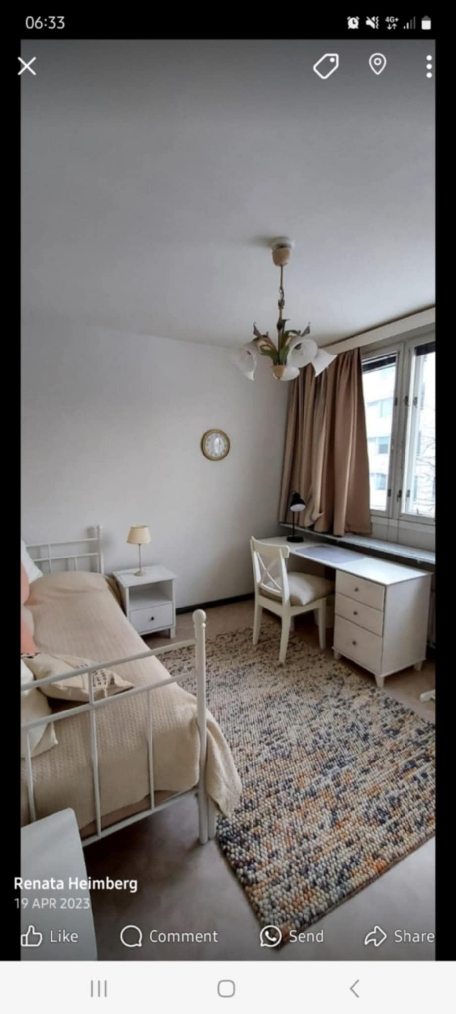 One 9 m² room rent in 3 + kitchen apartment 