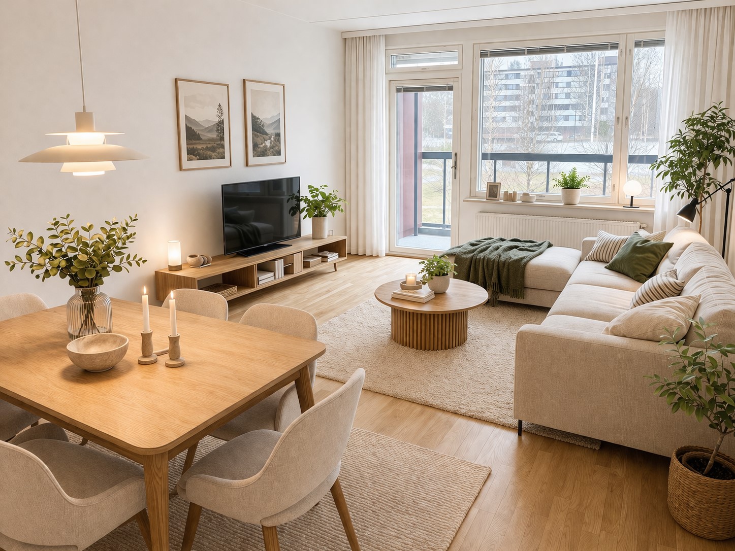 Bright 66.5 m² two-bedroom apartment with private sauna and glazed balcony in Myyrmäki – available immediately