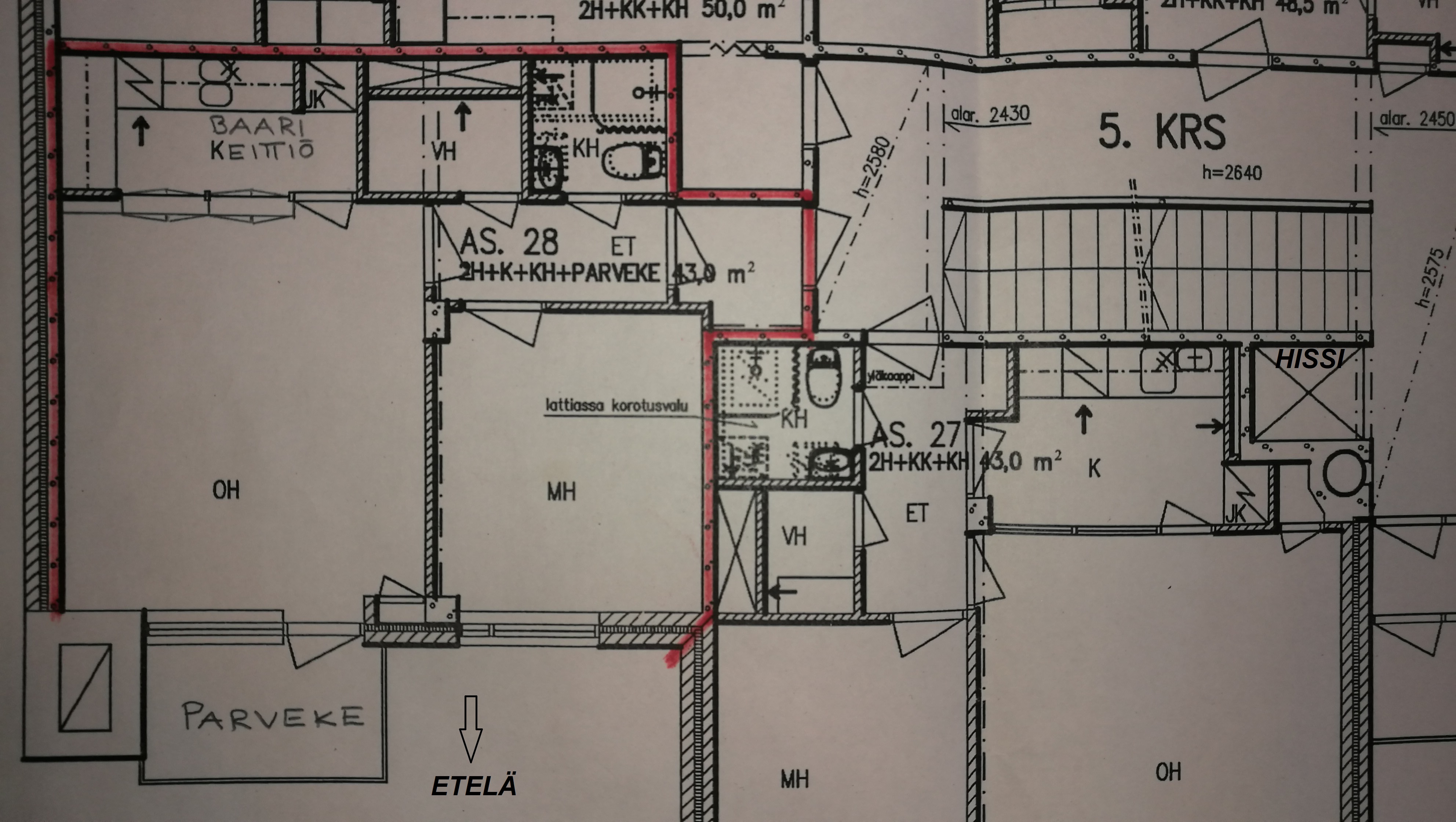 Vuokrataan 43,5 m2 kaksio Jyväskylän yläkaupungin osassa Vaasankatu 5:ssä